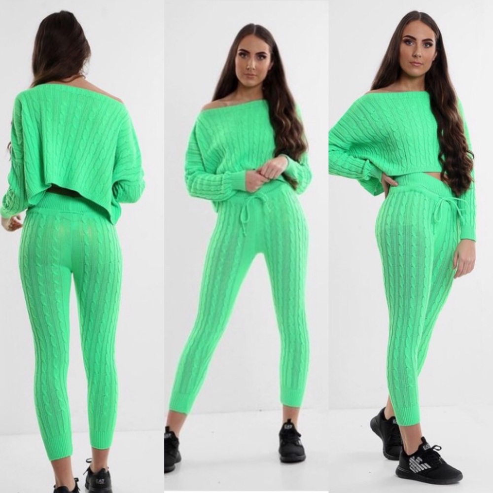🚨Large Left🚨Neon Green Knit Set - Picture 2 of 2